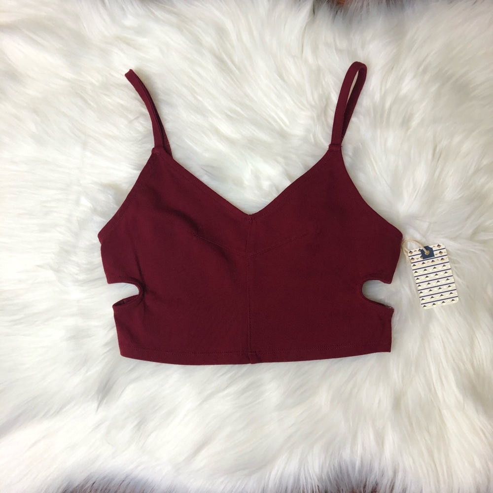 Forever 21 Side Cut Out V Neck Crop Top Size Small